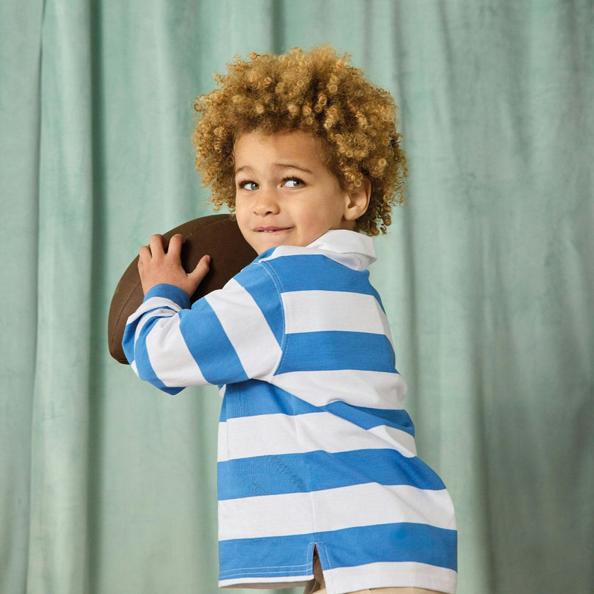 Nicholas Rugby Shirt in Denim Blue/White