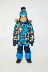 Two Piece Discover Snowsuit Blue Dinosaur Print