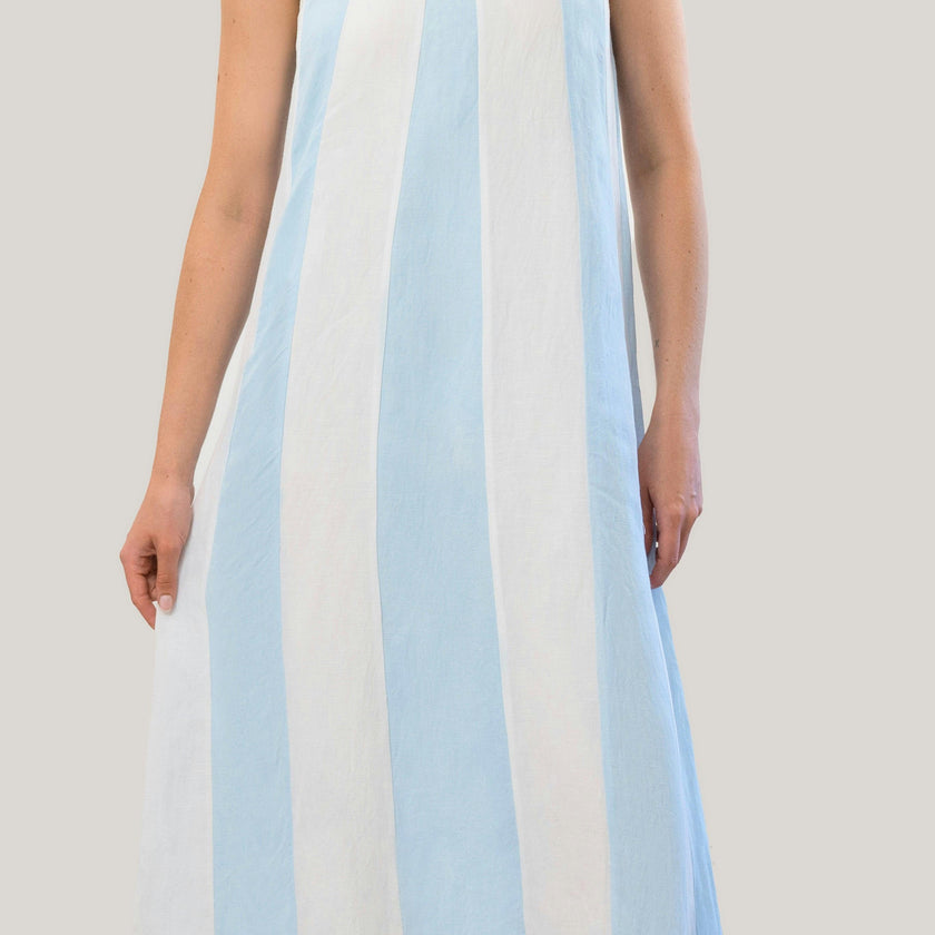Grace Maxi Dress in White/Blue Stripe