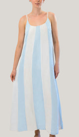 Grace Maxi Dress in White/Blue Stripe