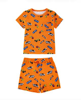 Lightweight French Terry Tee & Shorts Lounge Set, Hot Rod
