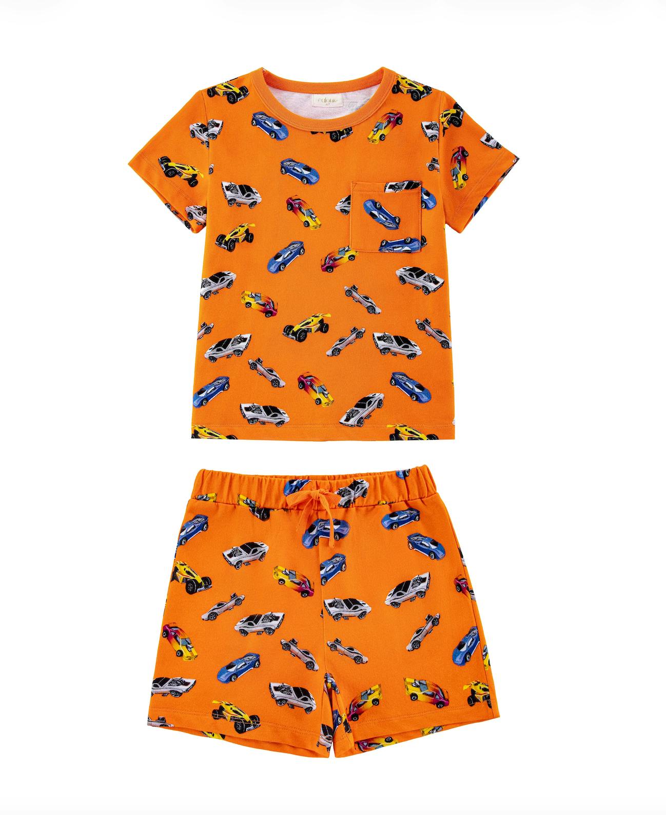 Lightweight French Terry Tee & Shorts Lounge Set, Hot Rod