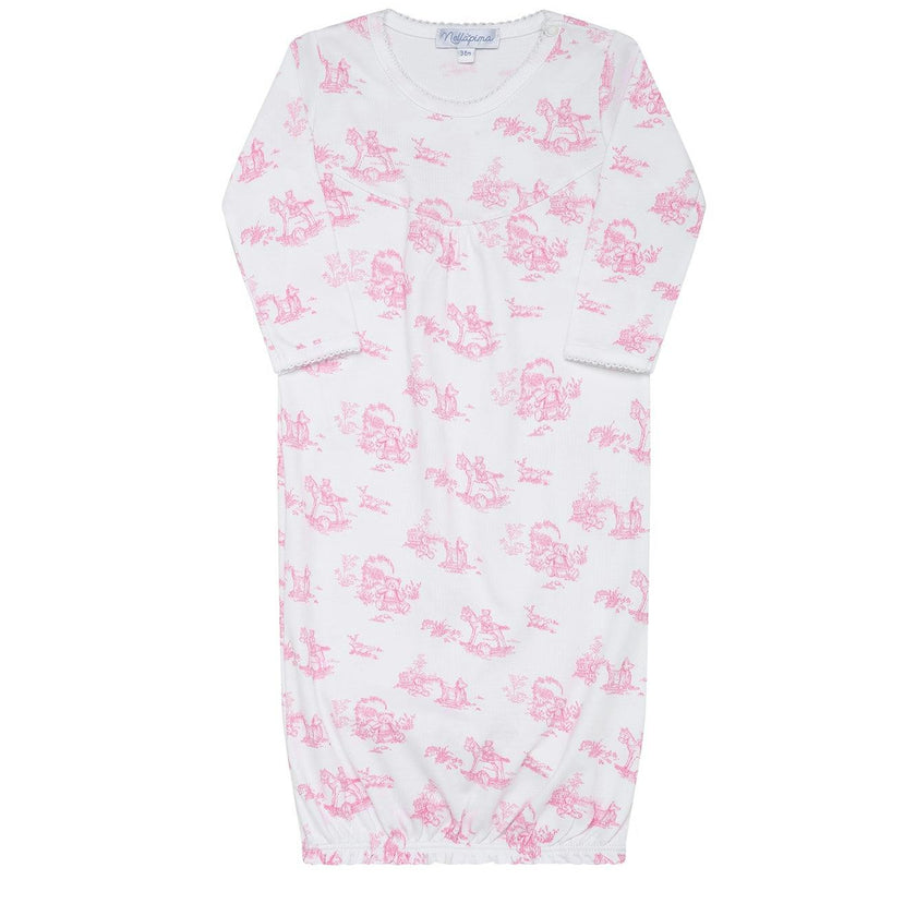 Pink Toile Baby Gown