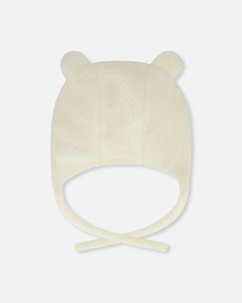 Lined Baby Sherpa Hat With Ear Flaps Off-White