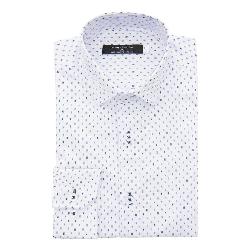 White Ticket Print Dress Shirt