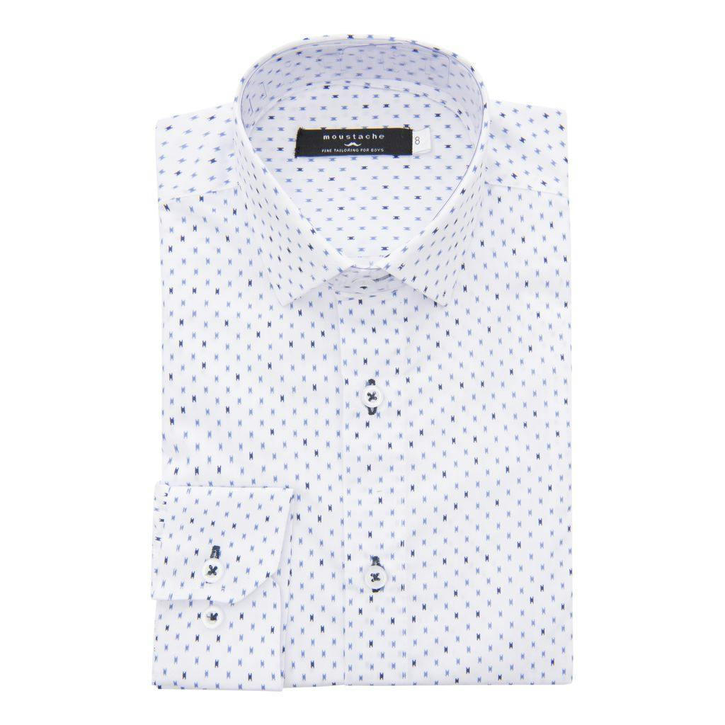 White Ticket Print Dress Shirt