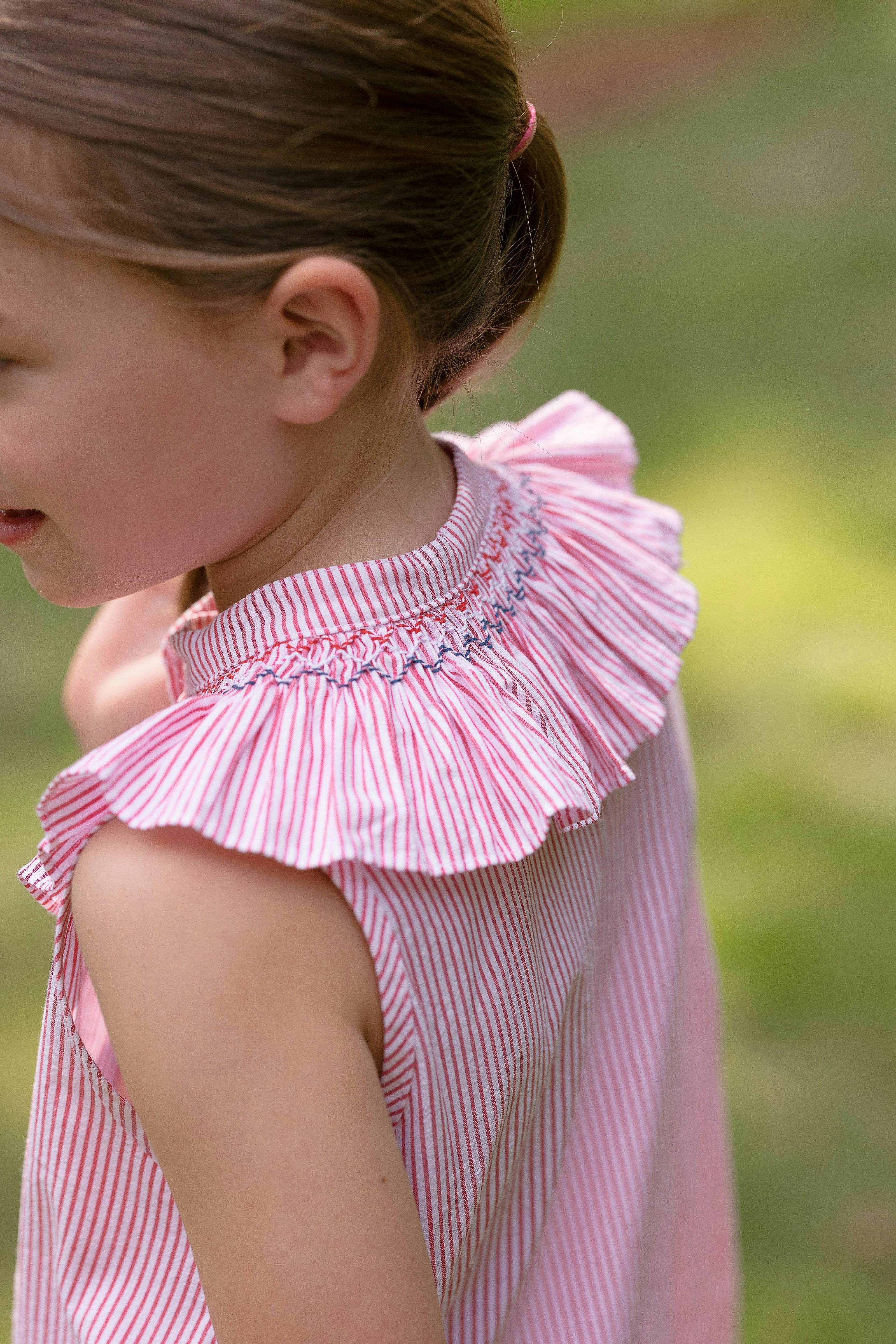 Molly Anne Dress in Red Seersucker