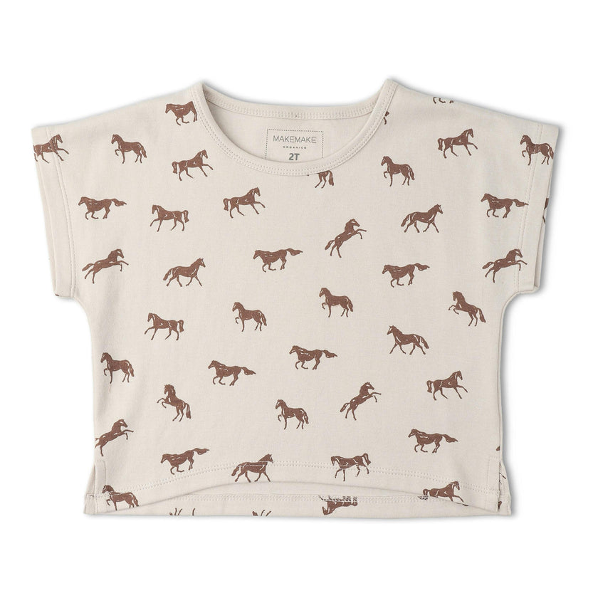 Organic Drop Shoulder Tee & Shorts Set - Horses