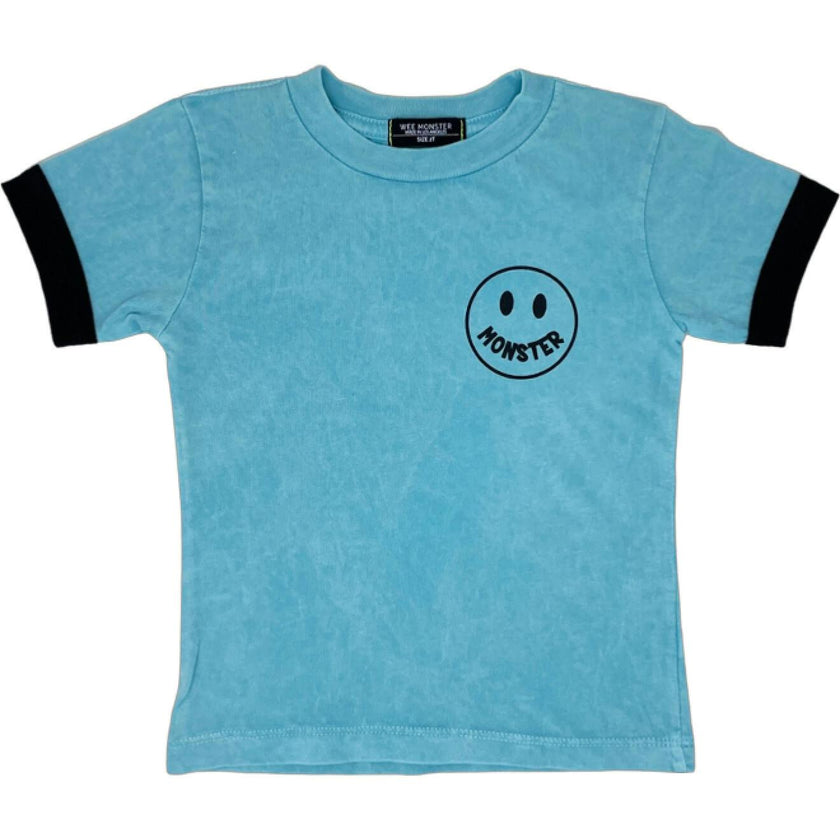 MONSTER Mineral Washed Blue Tee - Unisex for Boys and Girls