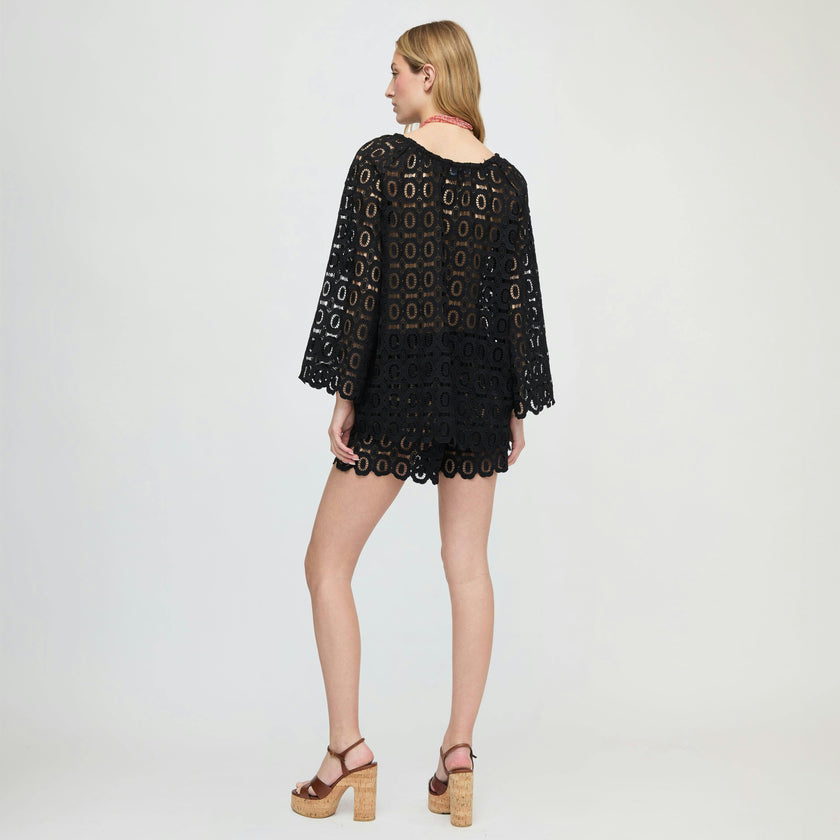 The Enella Tunic - Black Broderie