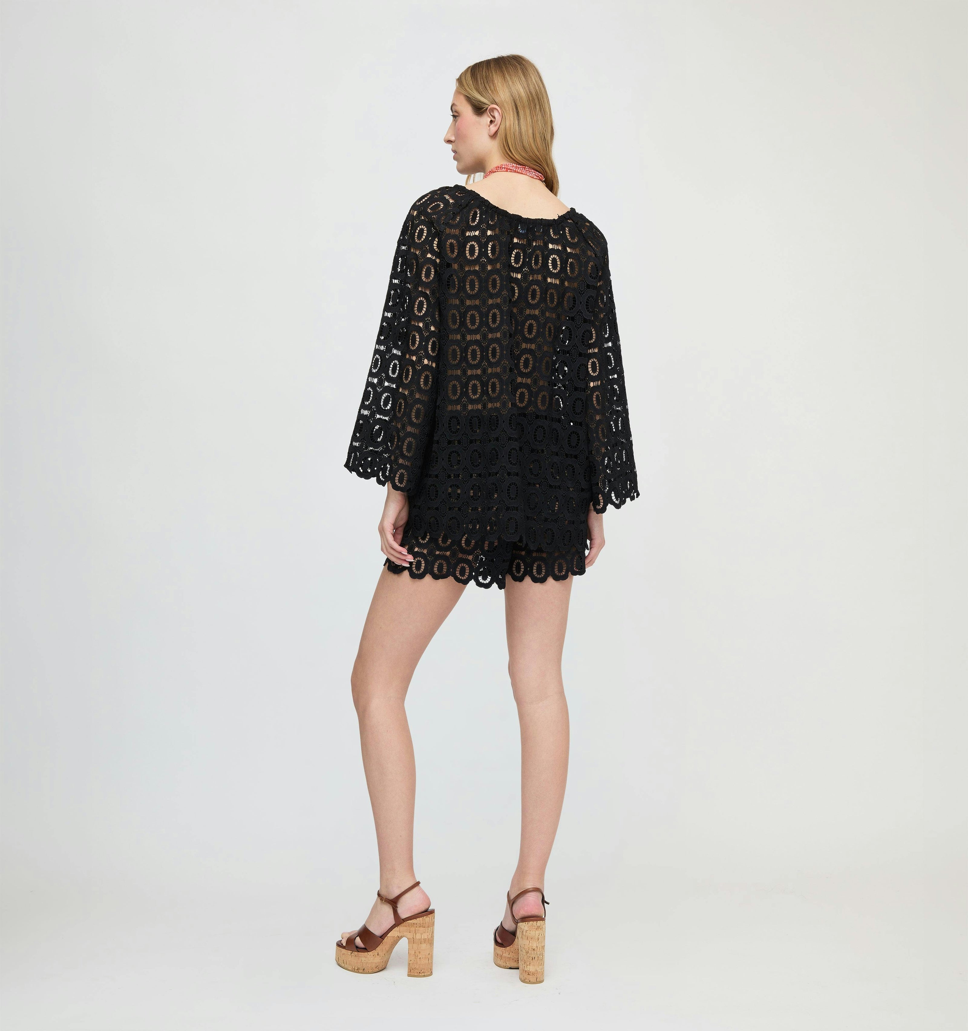 The Enella Tunic - Black Broderie