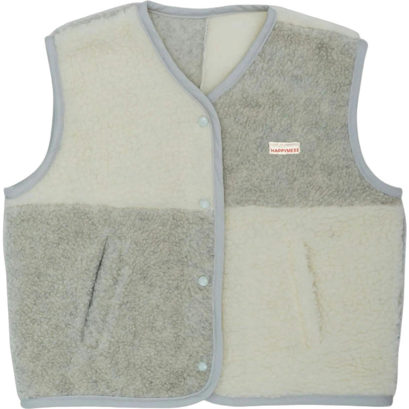 adult merino wool vest - cream & grey