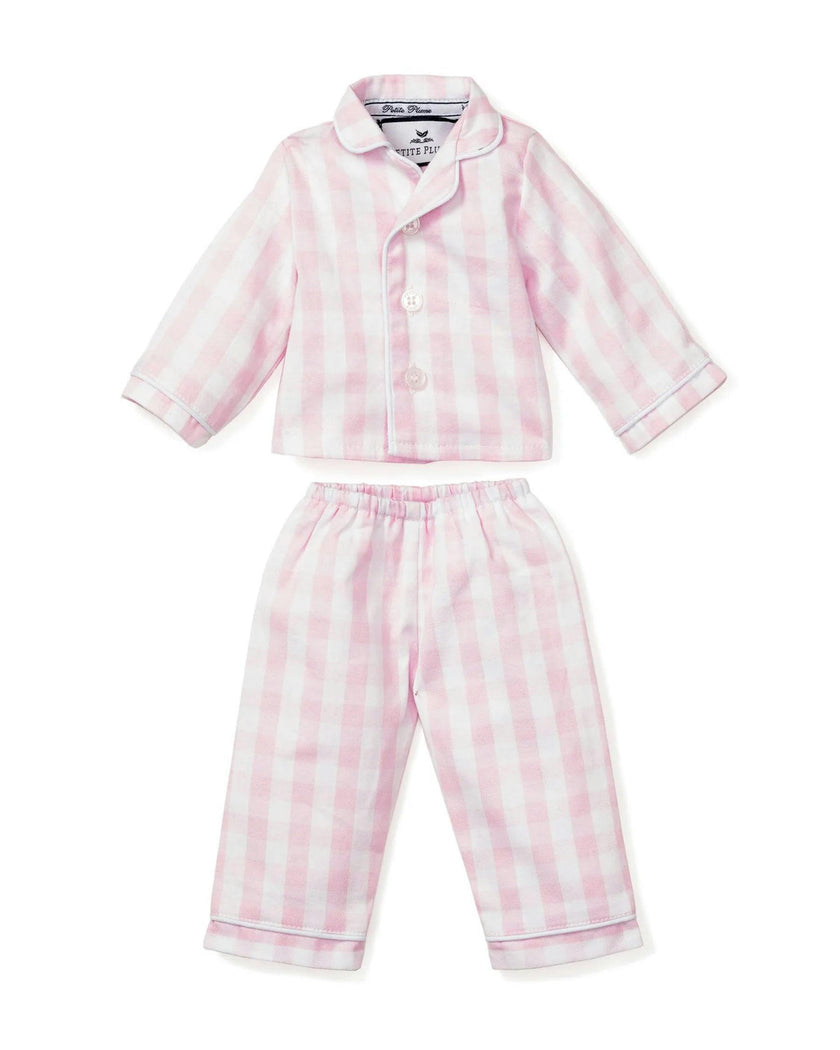 Kid's Twill Doll Pajamas in Pink Gingham