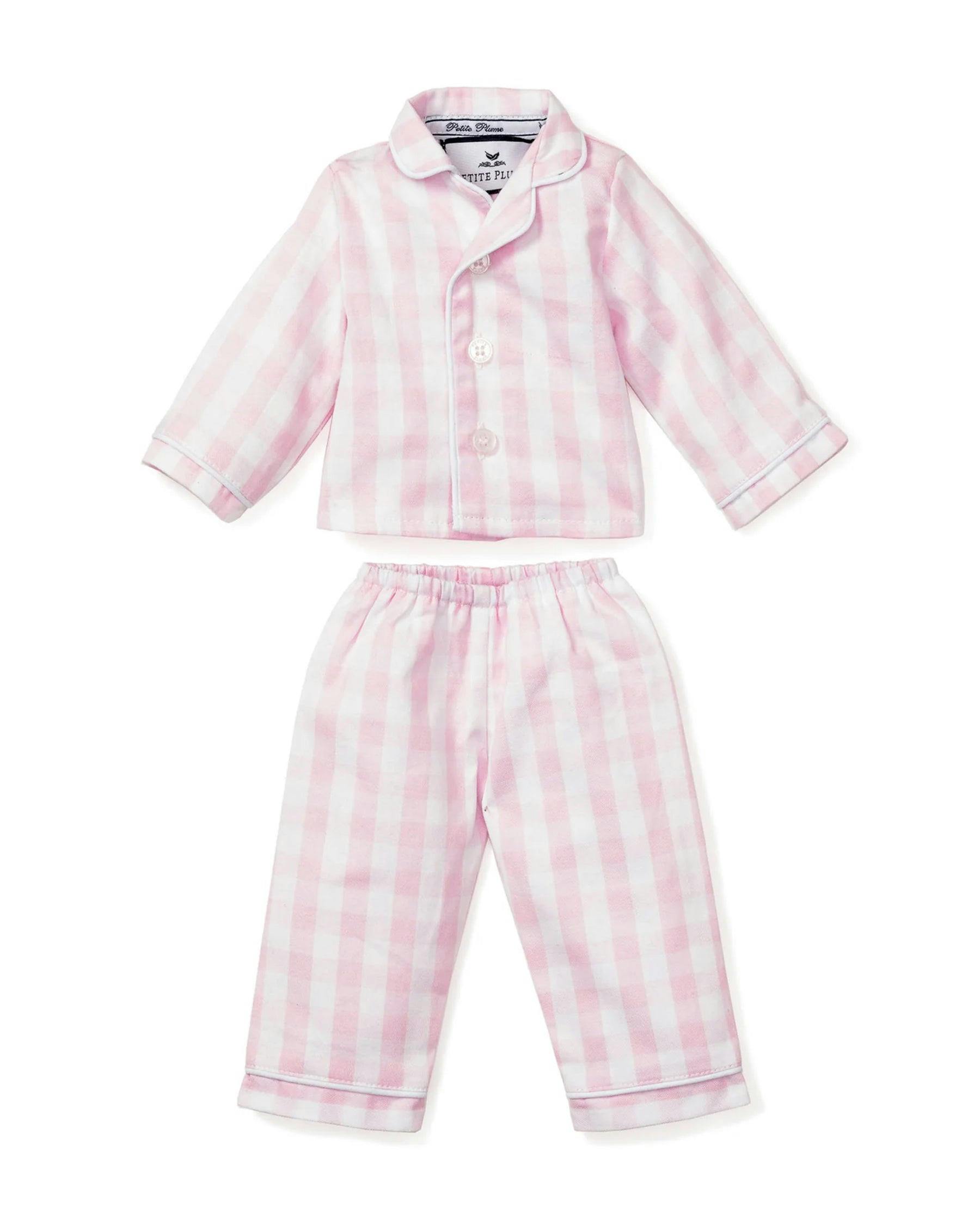 Pink Gingham Doll Pajamas