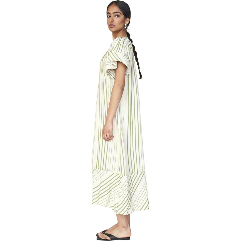 Vienna Pintuck Dress in Garden Stripe