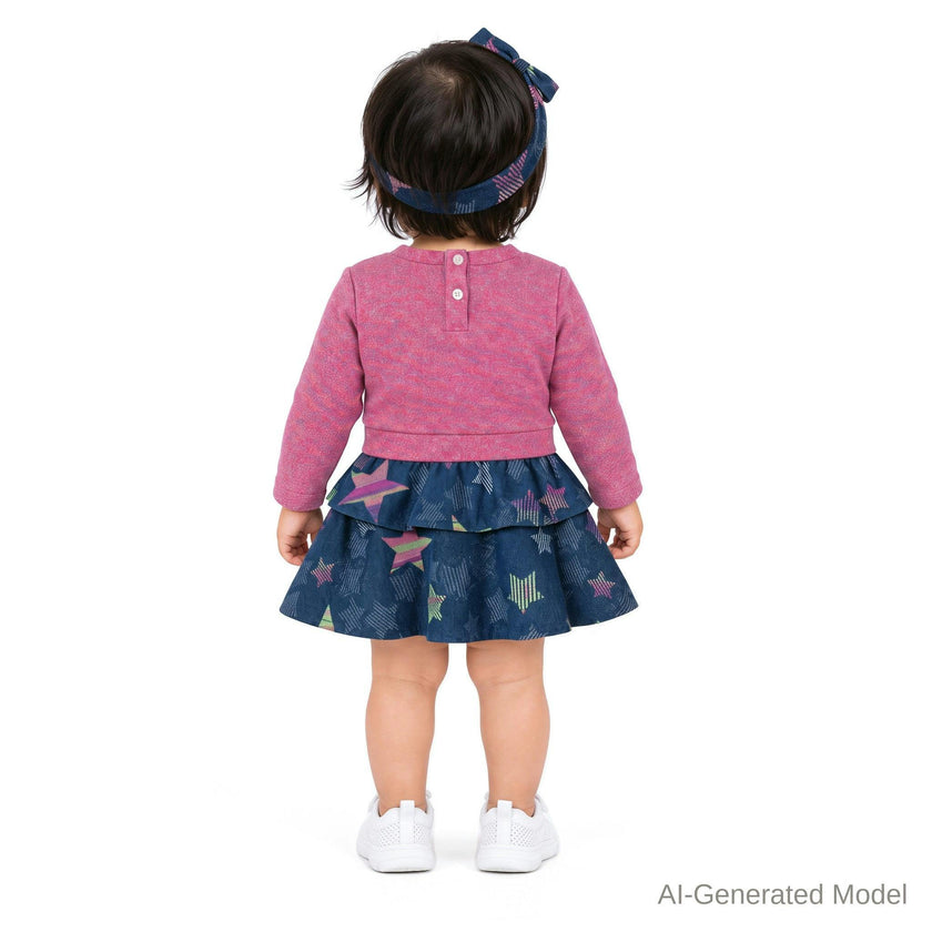 Infant (9-24M) Two-Fer Dress | Metallic Star Twirl