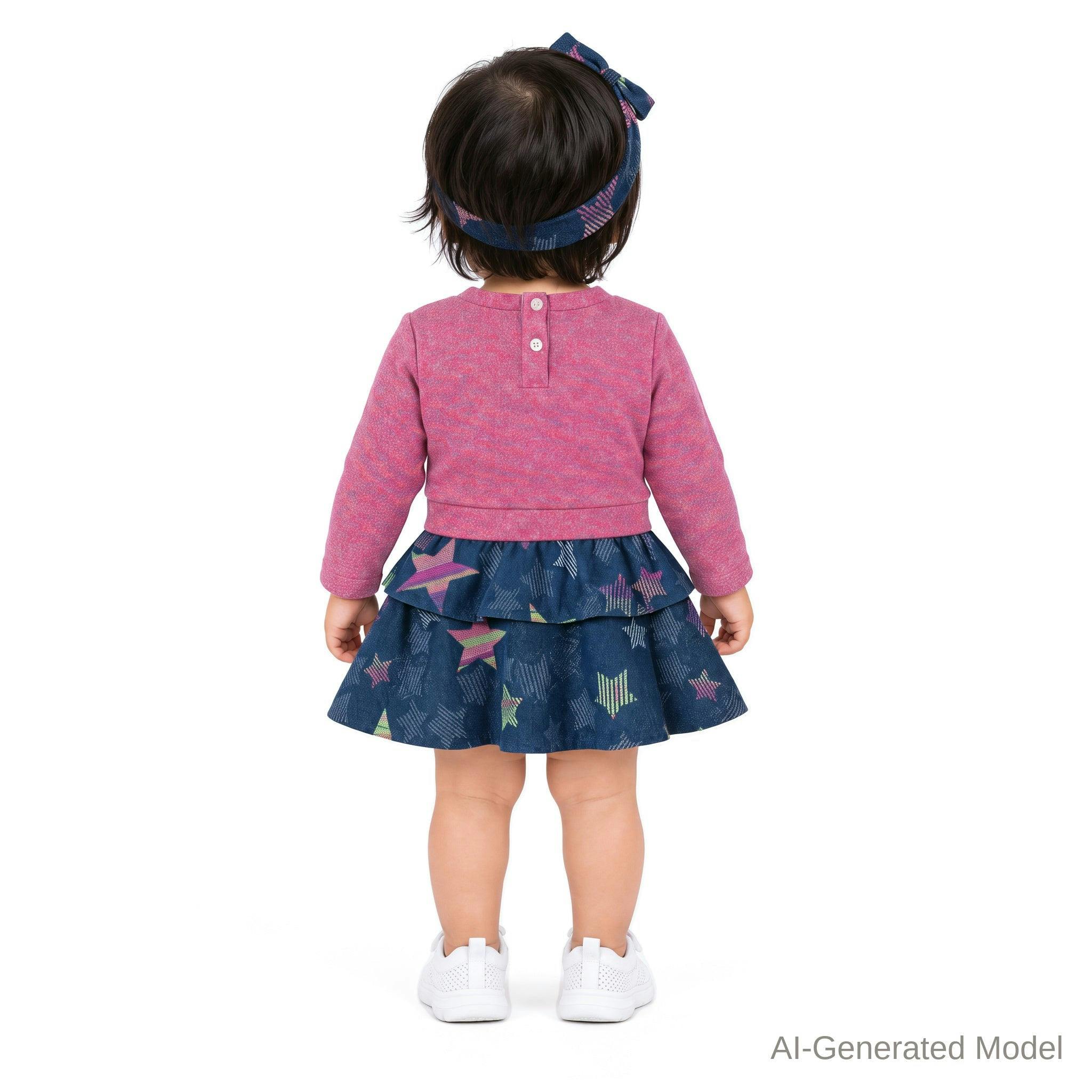 Infant (9-24M) Two-Fer Dress | Metallic Star Twirl