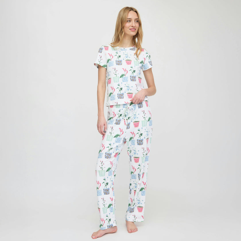 The Kelly Pajama Set - Flower Pots