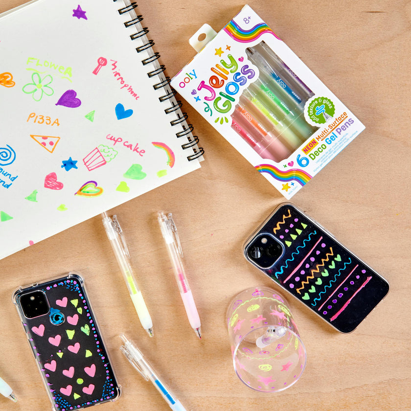 Jelly Gloss Neon Multi-Surface Deco Gel Pens - Set of 6