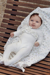 Floral Ruffle Front Long Sleeve Footie