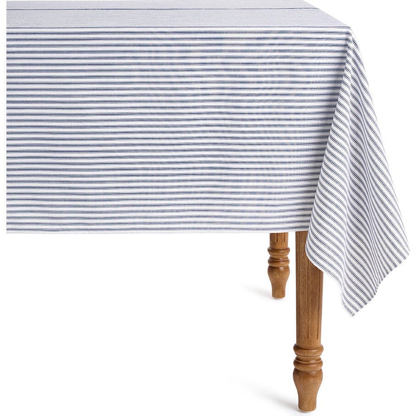 Signature Twill Tablecloth in Navy French Ticking
