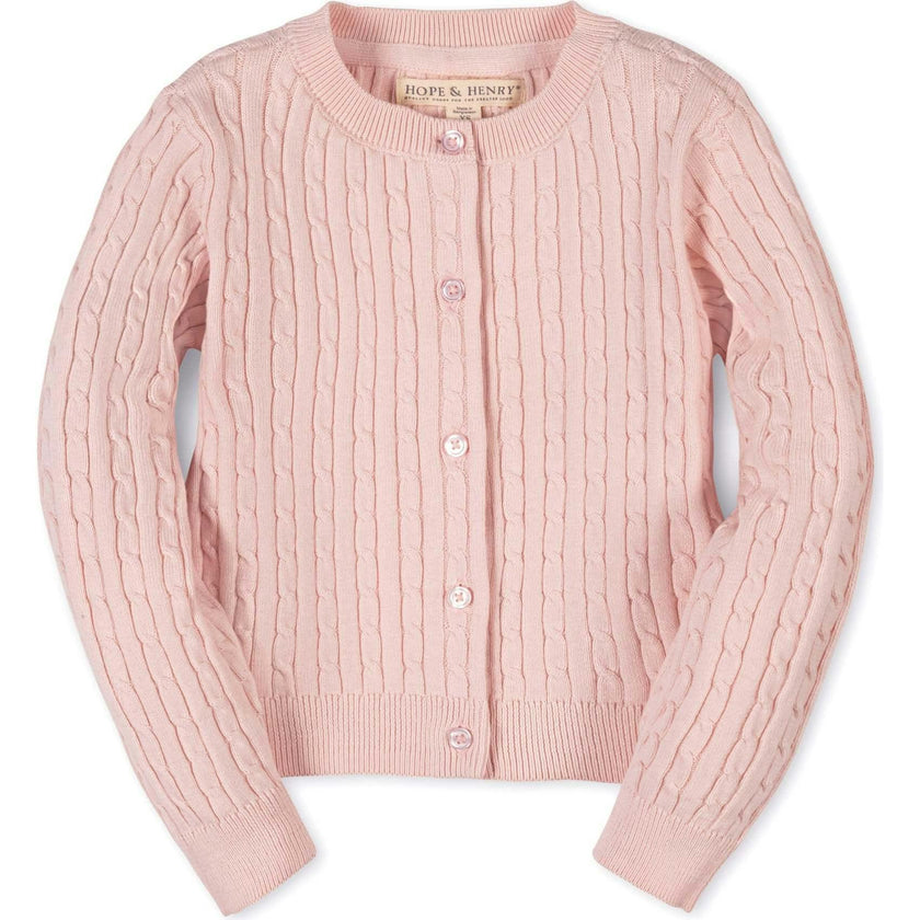 Organic Classic Cable Cardigan Sweater, Pink