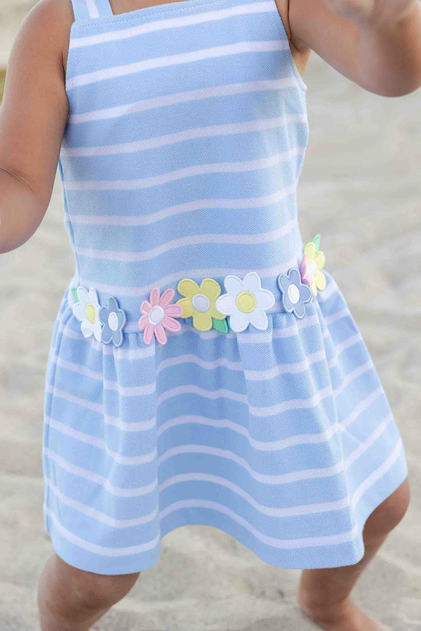 Stripe Knit Dress With Mulitcolor Flowers