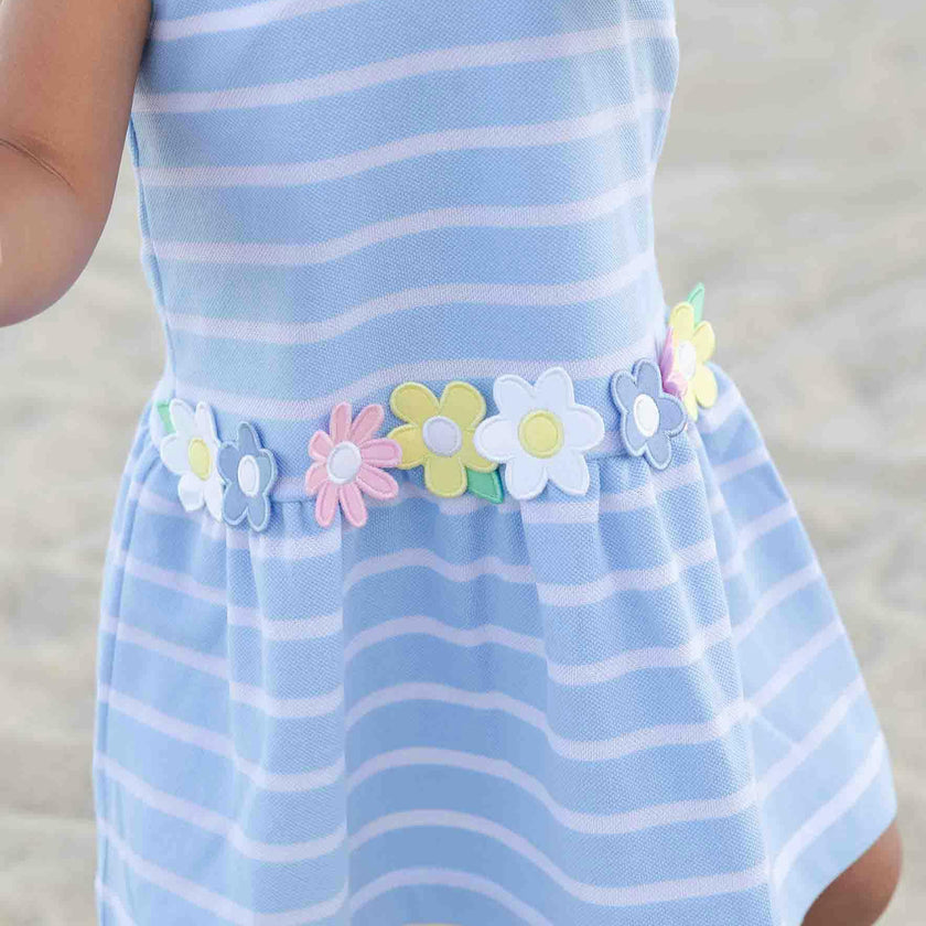 Stripe Knit Dress With Mulitcolor Flowers