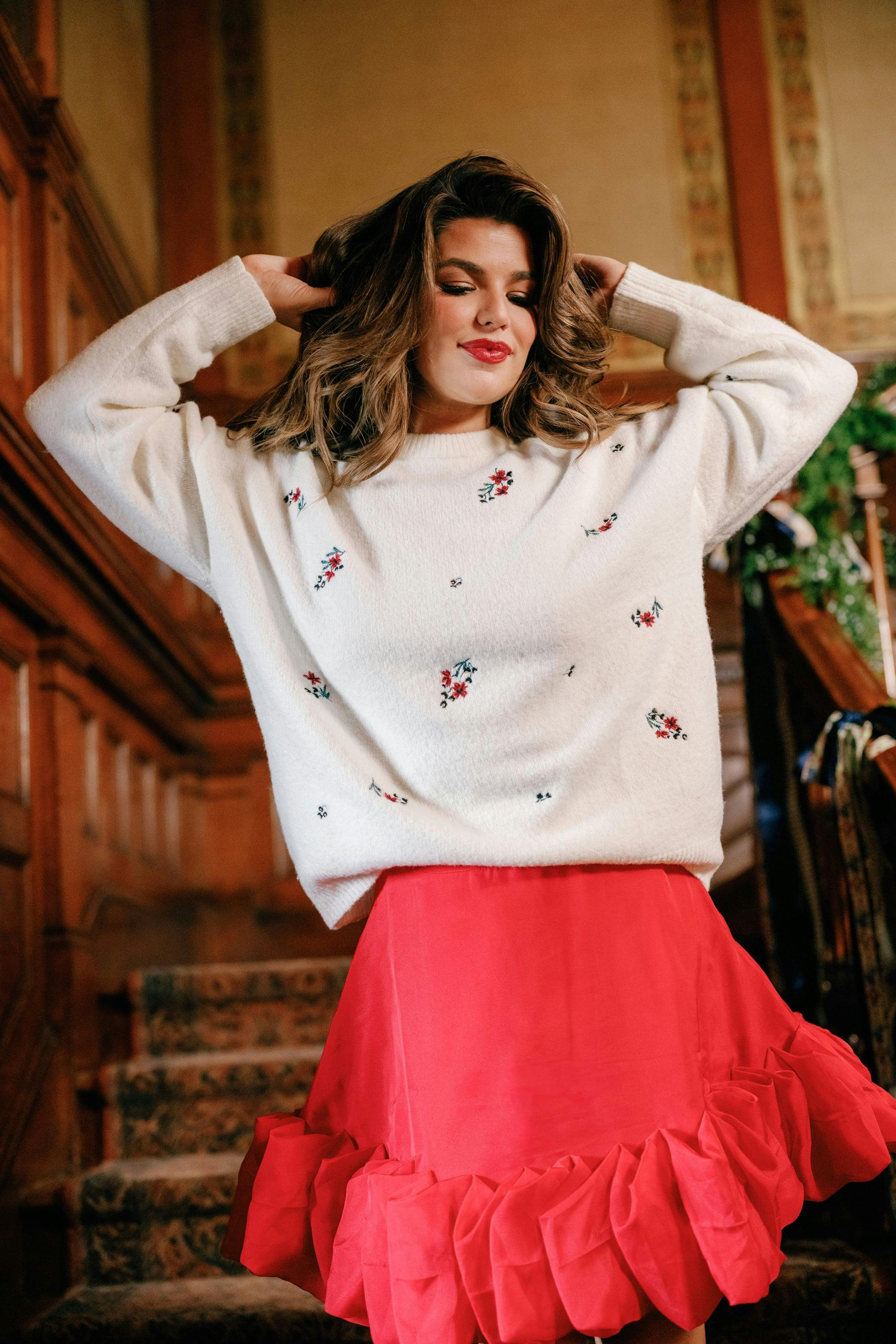 Ellis Sweater in Ivory Jubilant Bloom