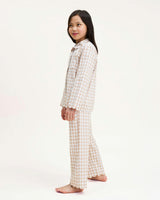 Kid's Twill Colette Pajama Set in Camel Gingham