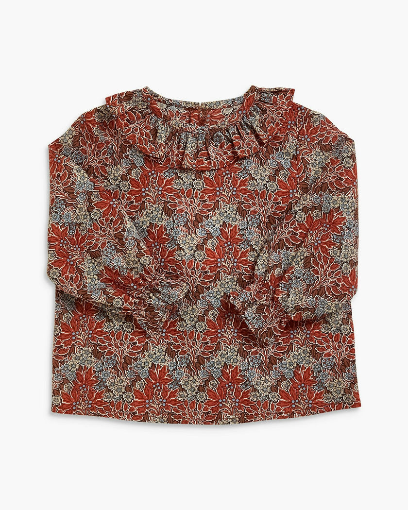 Amelia Baby Blouse Rust Blue Liberty