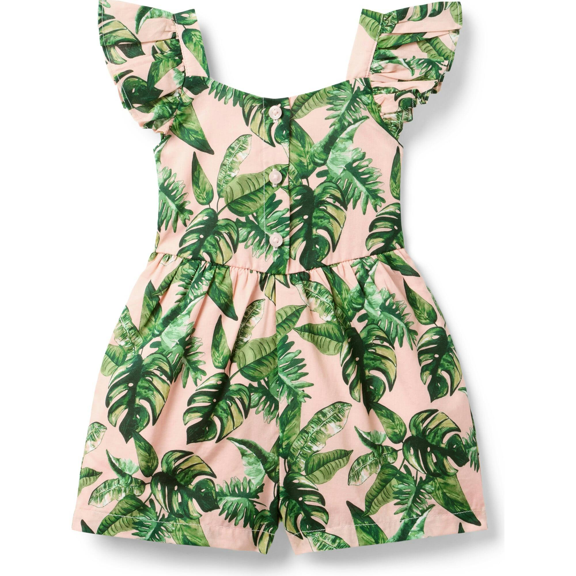 Palm Flutter Sleeve Romper, Multi