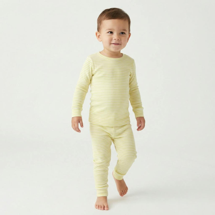 Lemon Stripe Long Sleeve & Pants Kids Pajamas