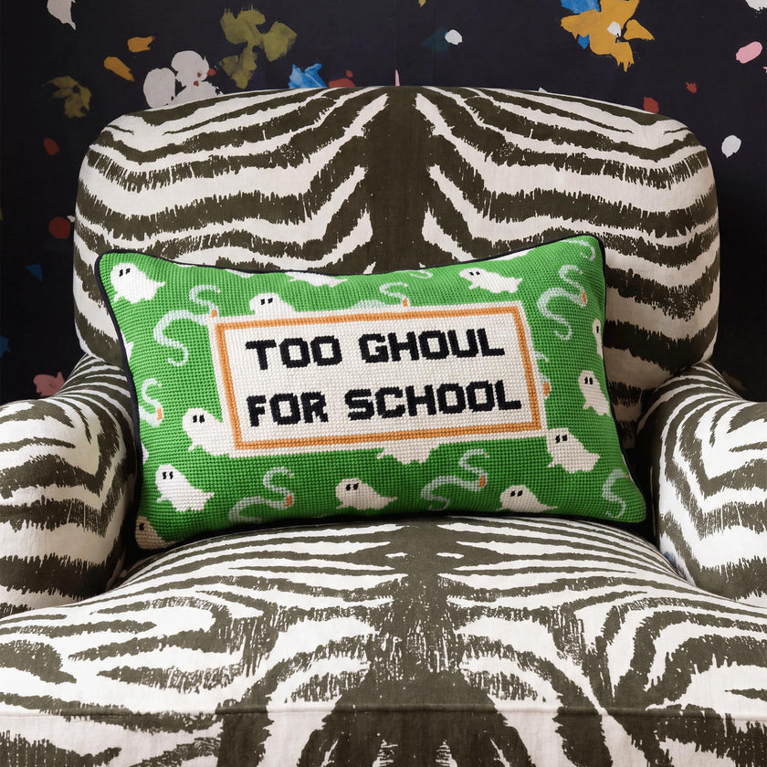 Too Ghoul Needlepoint Pillow
