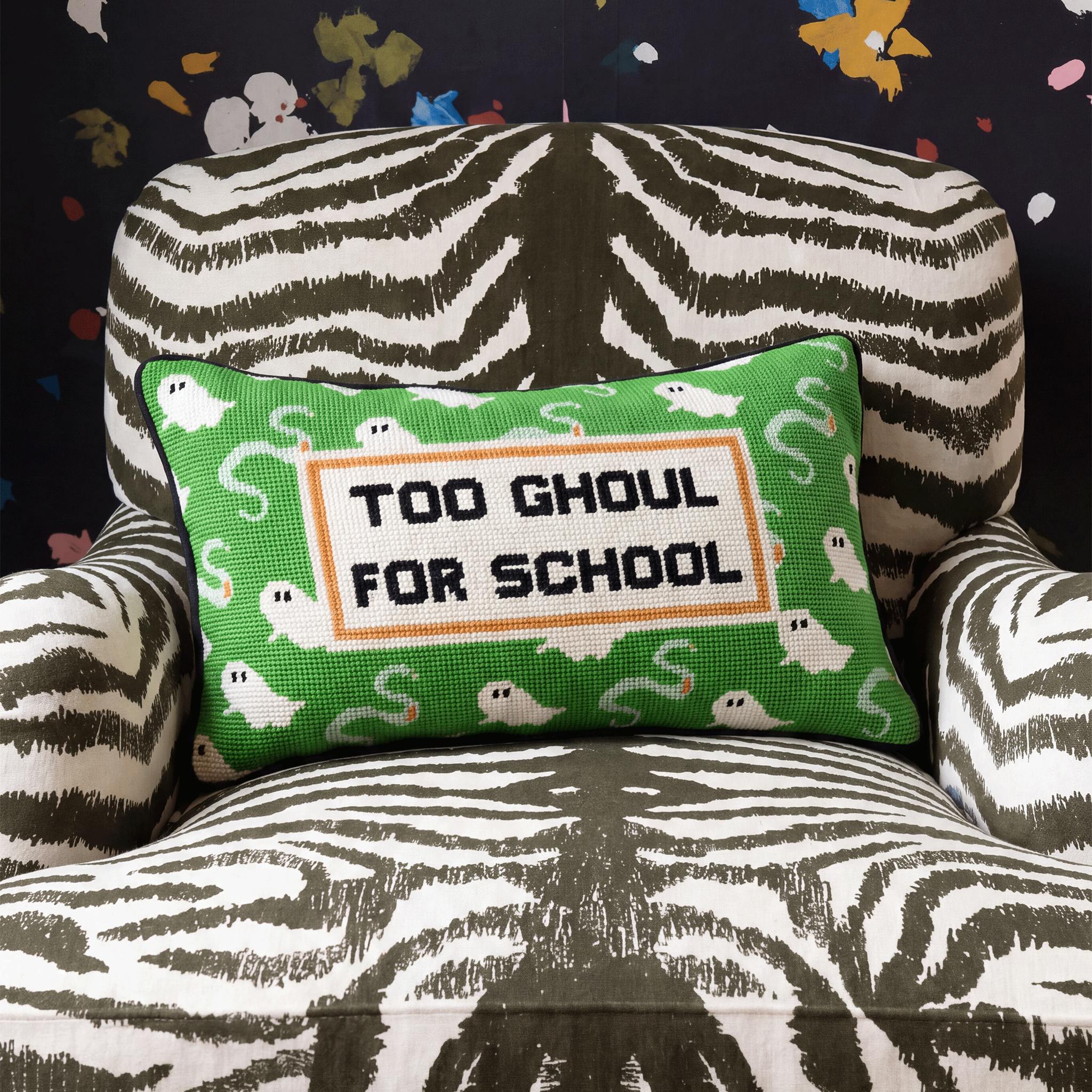 Too Ghoul Needlepoint Pillow