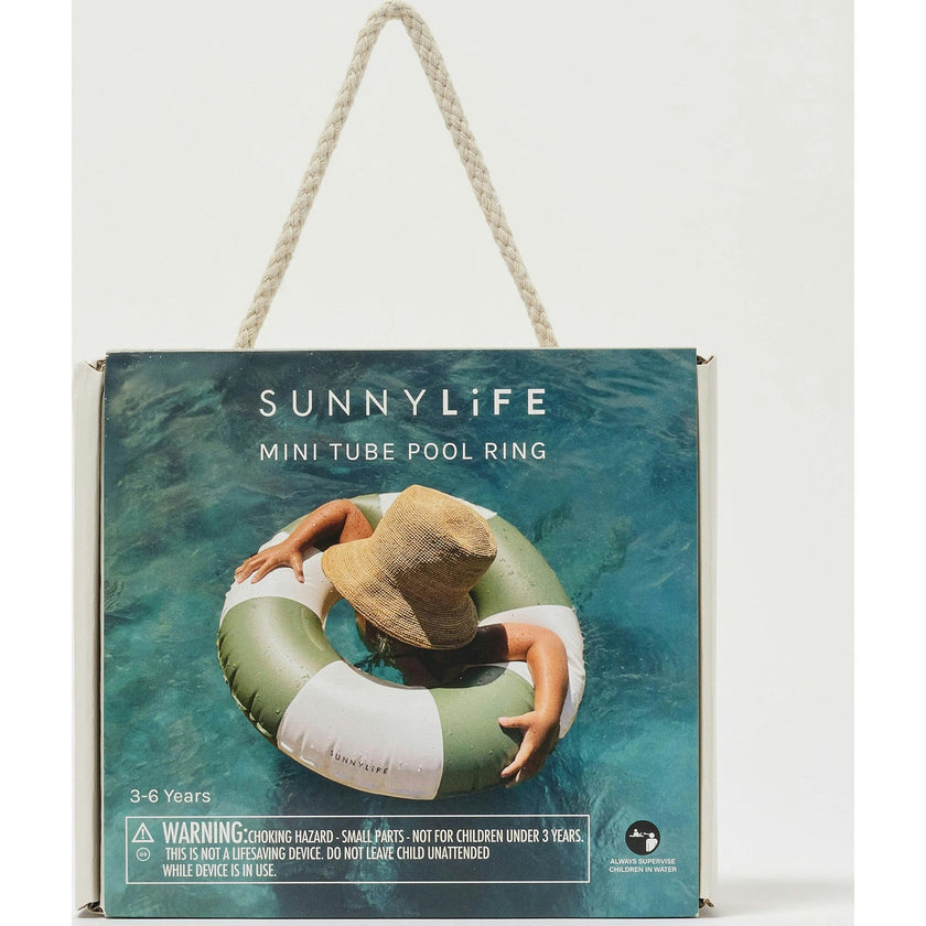 Mini Tube Pool Ring: Tides Out Olive Stripe