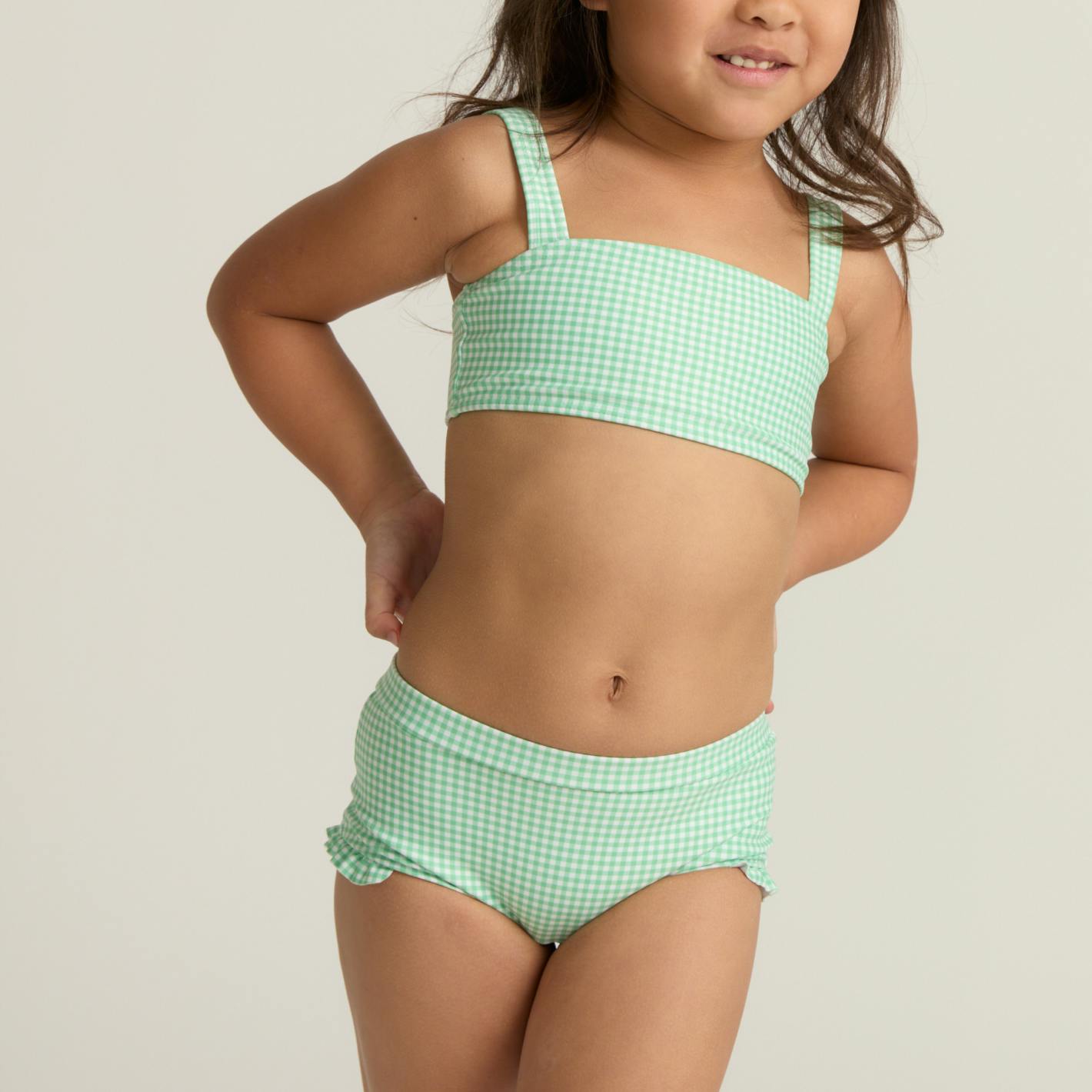 girls gustavia gingham bandeau bikini and swim shorts