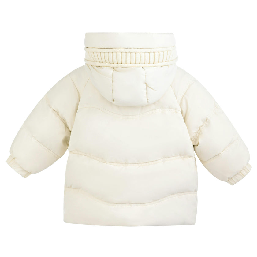 Ivory Pom-Pom Puffer Jacket