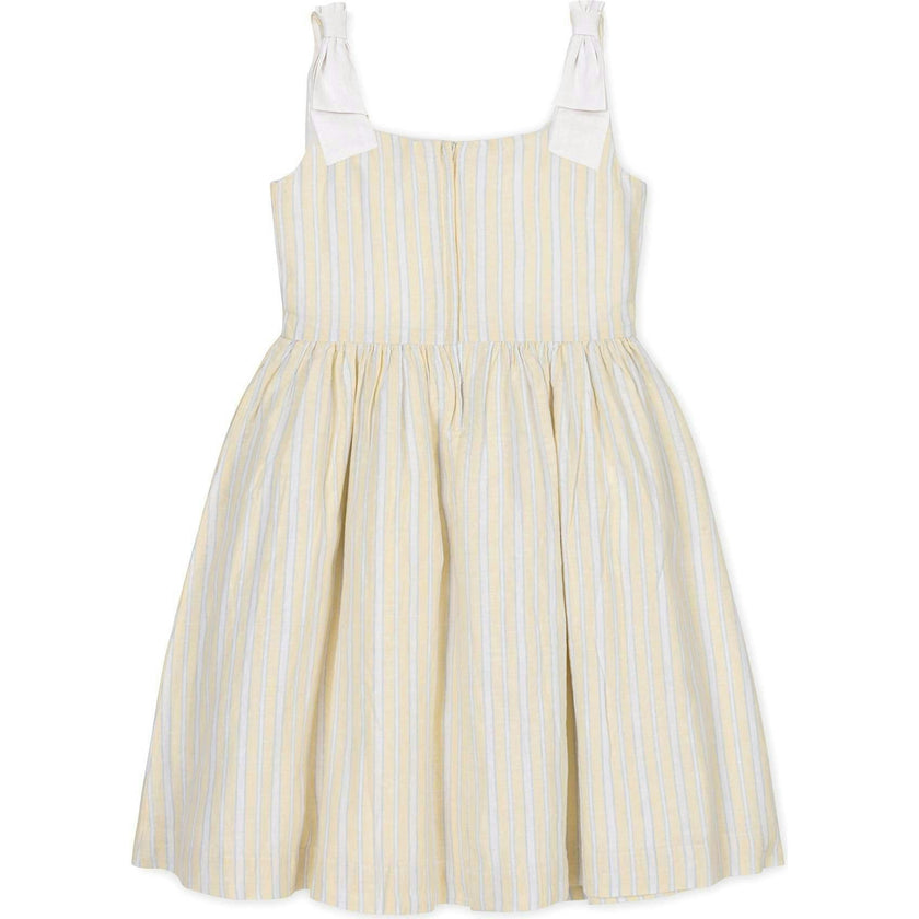 Linen Bow Shoulder Dress, Yellow