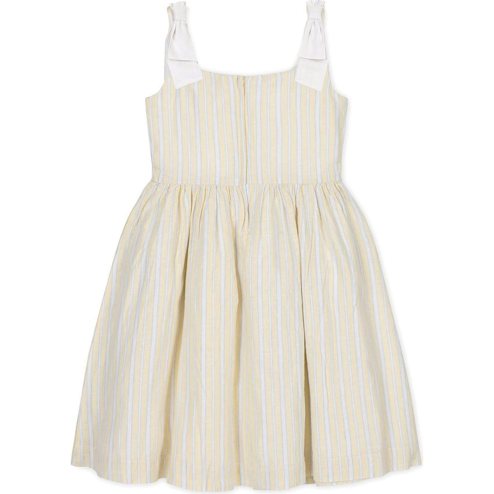 Linen Bow Shoulder Dress, Yellow