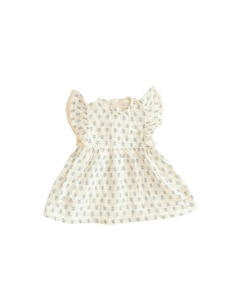 Organic Cotton Muslin Flutter Sleeve Dress