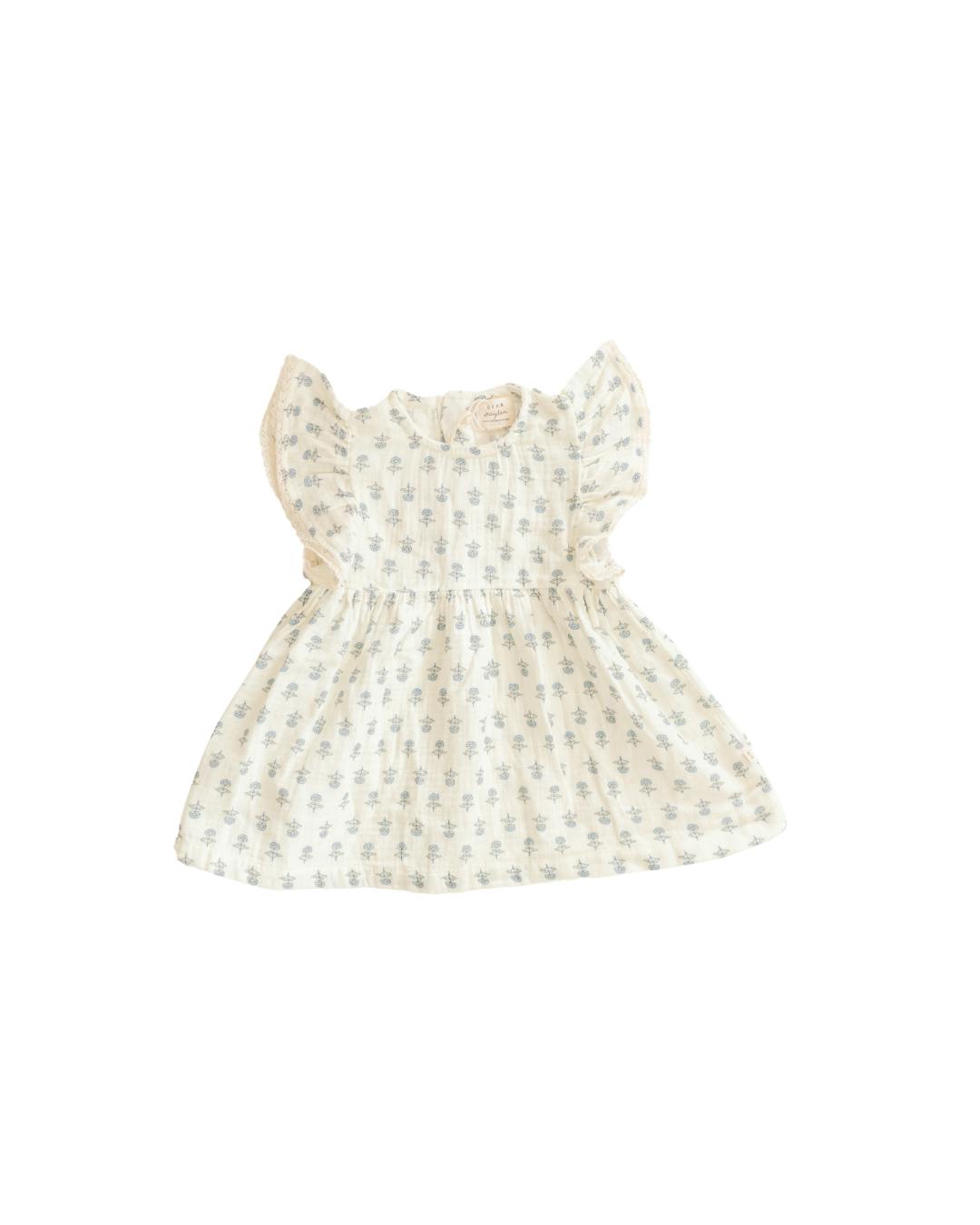Organic Cotton Muslin Flutter Sleeve Dress