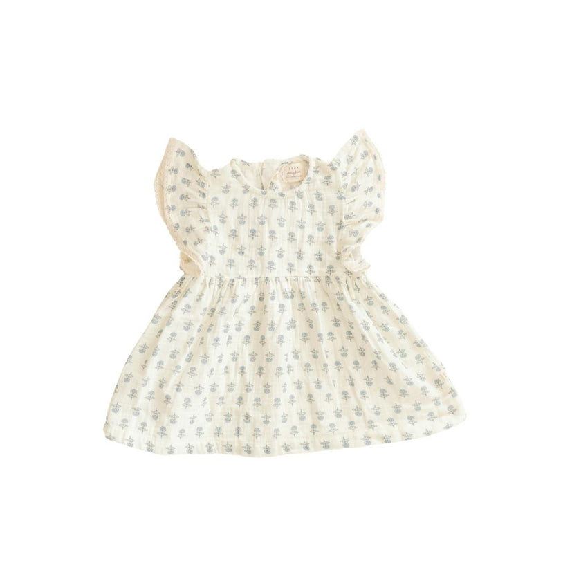 Organic Cotton Muslin Flutter Sleeve Dress