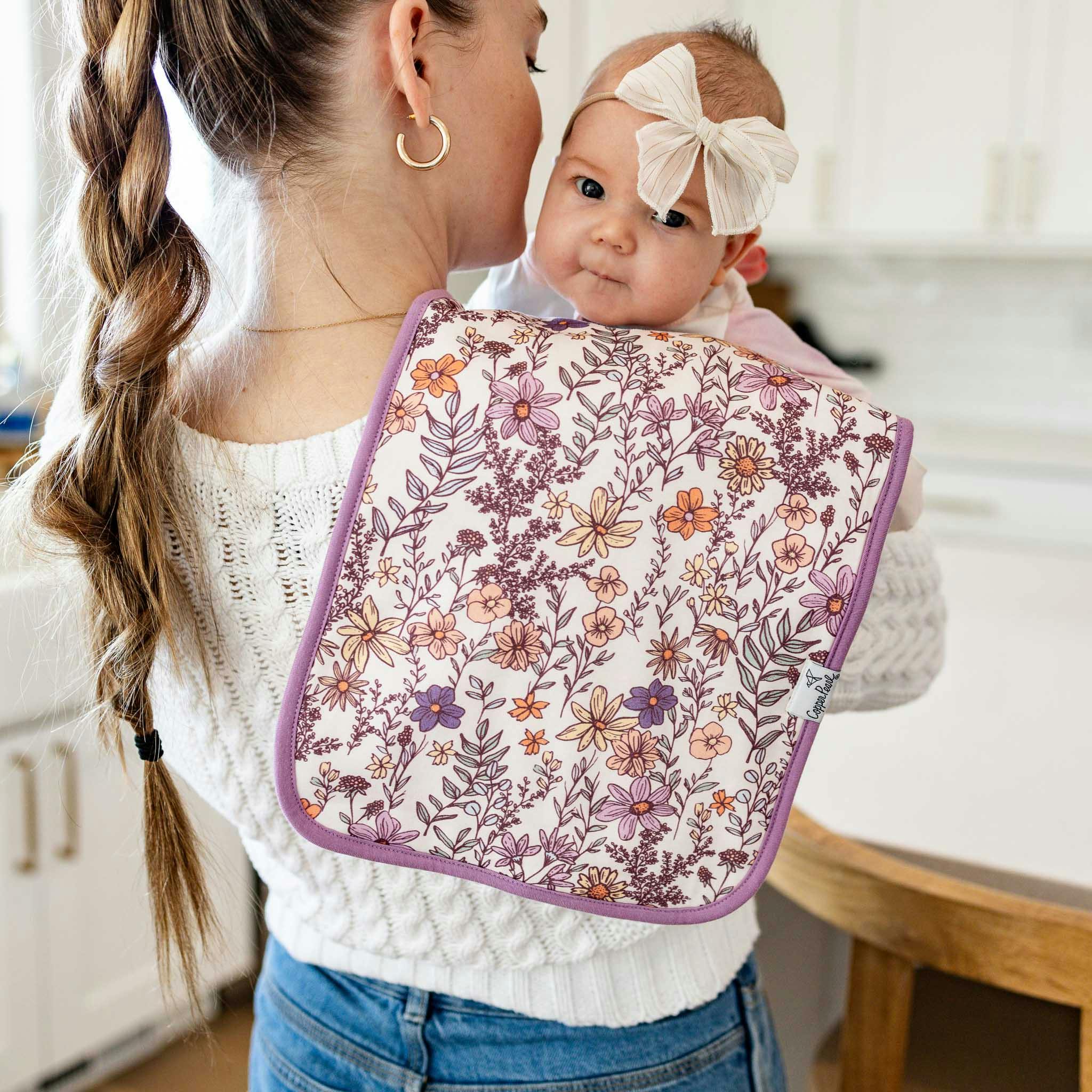 3 Pack Premium Burp Cloths - Flora