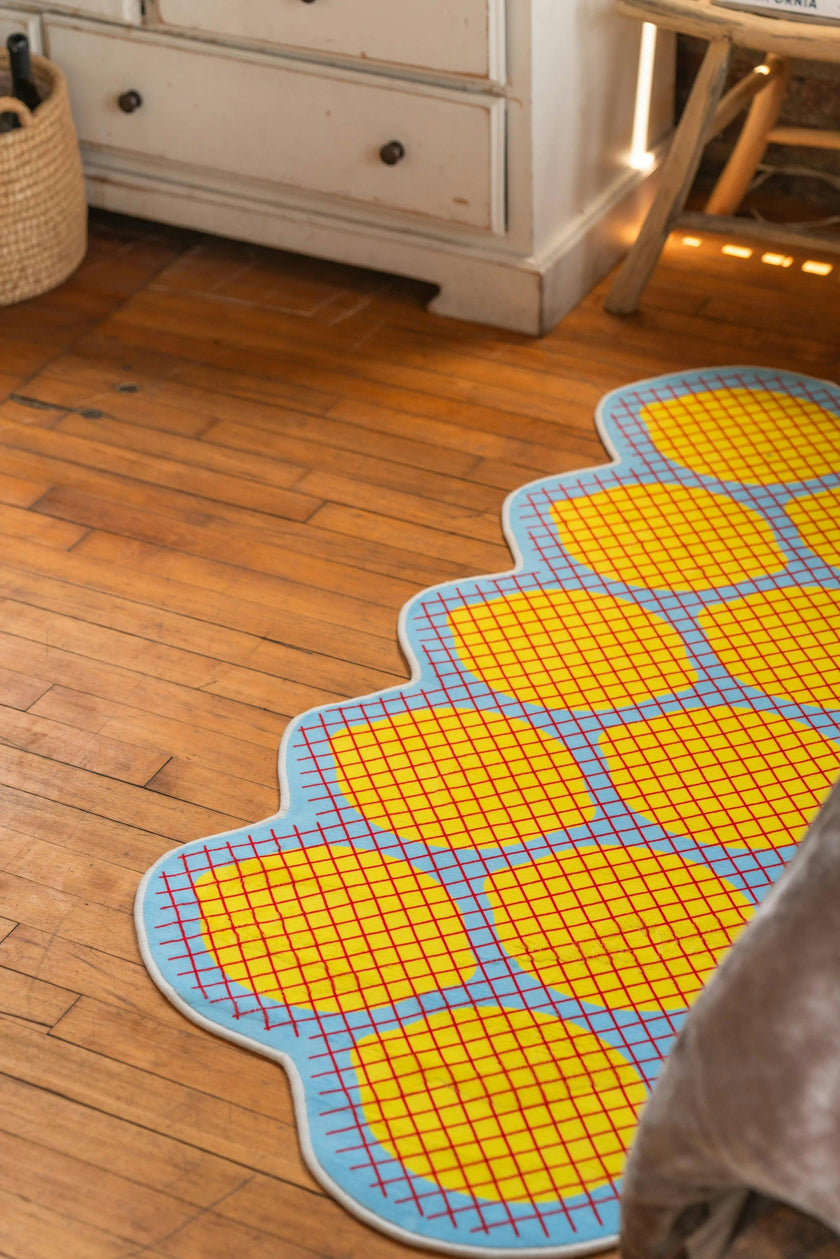 Yellow Grid Lemon Runner Rug by Johann Banta