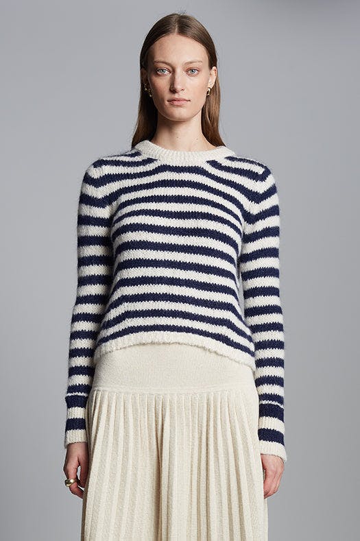 AVA STRIPE SWEATER | IVORY + NAVY