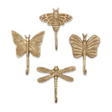 Violet Dragonfly Antique Gold Wall Hook Set