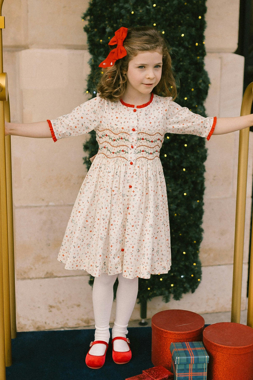 ELYSEE FLORAL WINTER SMOCKED DRESS