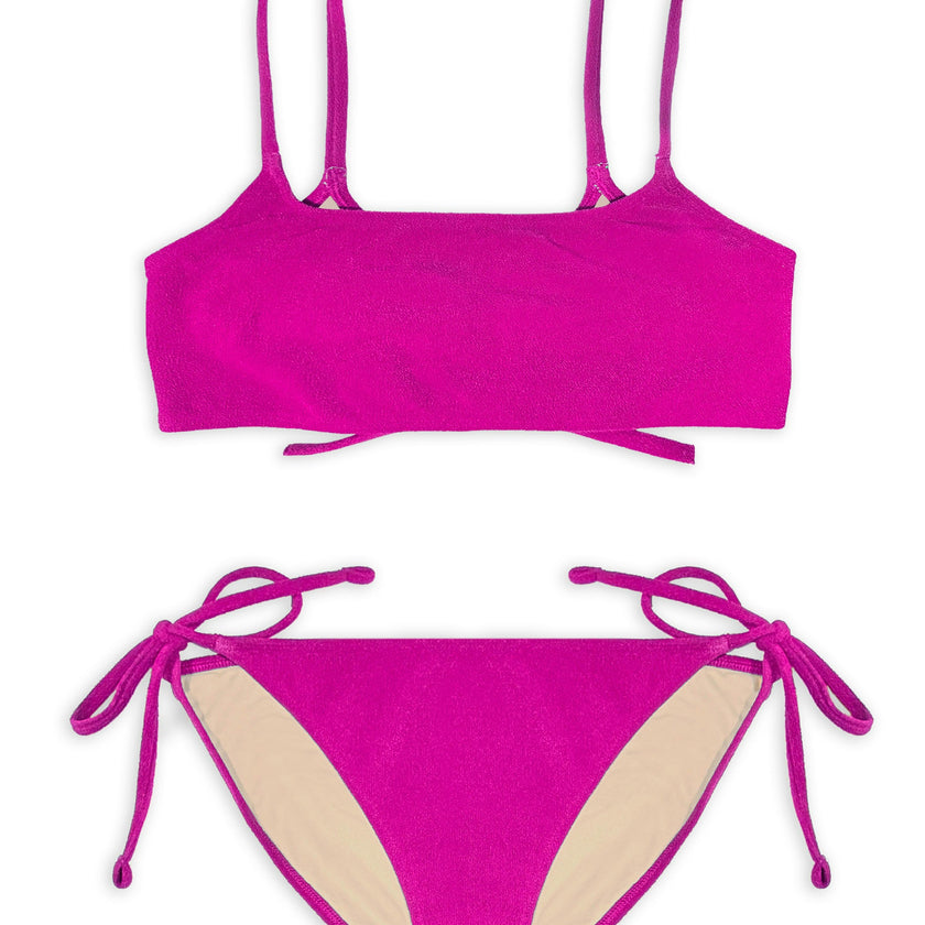 Teen Two-Piece Swimsuit, Bralette & Bikini - Terry Berry Pink