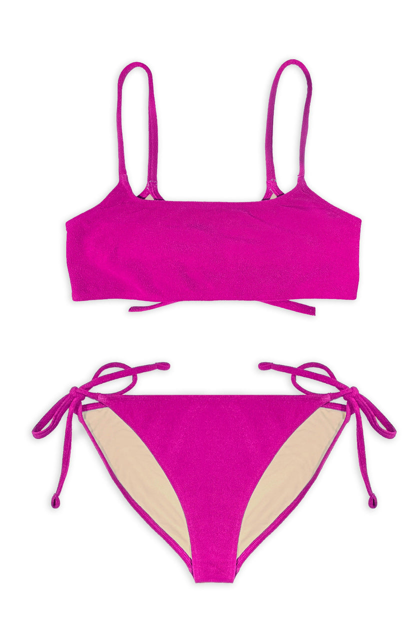 Teen Two-Piece Swimsuit, Bralette & Bikini - Terry Berry Pink